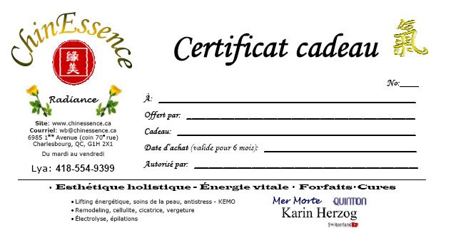 Certificat cadeau Chinessence